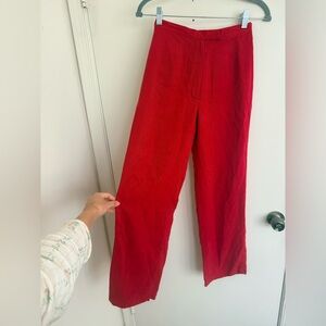Vibrant Red High Pants 100% Silk